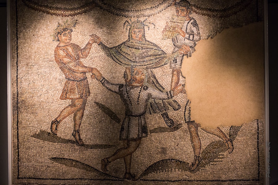 Mosaïque des 4 génies dans la maison des tapis de pierre à Ravenne
