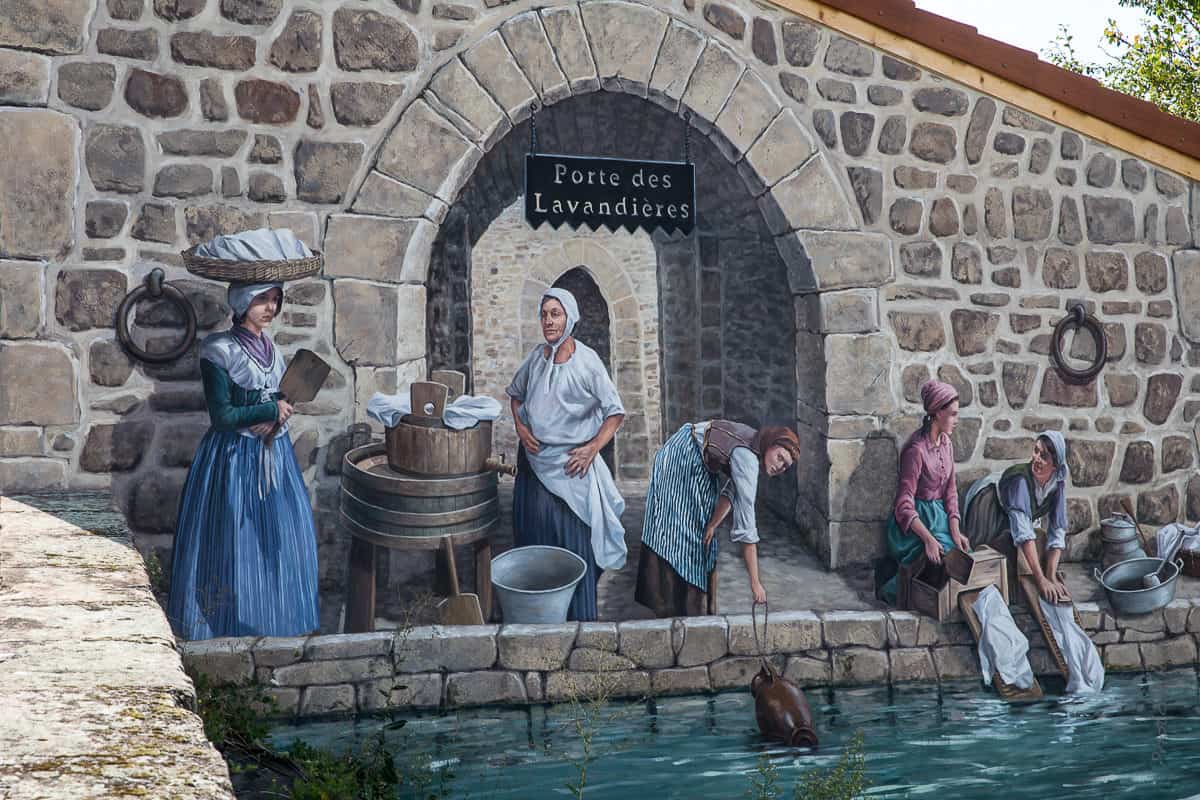 peinture murale des lavandières